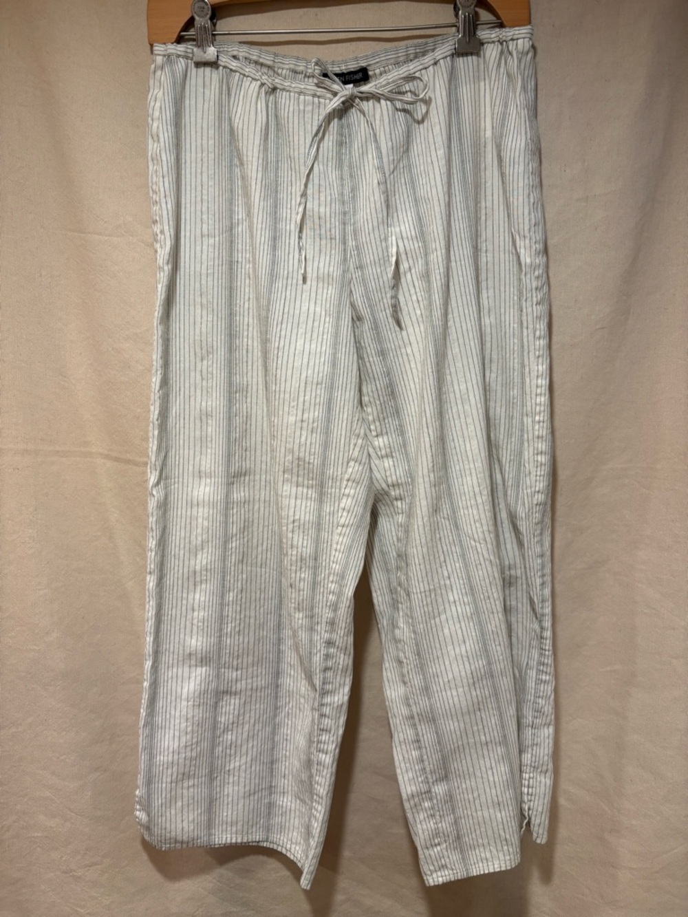 EILEEN FISHER striped linen cotton pant, S